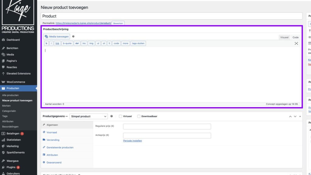 WooCommerce product toevoegen (simple product)-stap 3